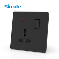 Sirode T7 Series British Standard Black 1 Gang 13A 5 Pin PC Plate Interrupteurs muraux ultra-minces et prises électriques pour la maison