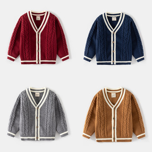 Pull pour garçons en gros, nouvelle collection automne-hiver, <span class=keywords><strong>cardigan</strong></span> style coréen, vêtements pour enfants, haut pour bébé, col en V, une pièce - Product Image 1