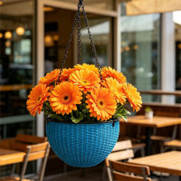 Grand panier suspendu traditionnel à double pot pour bonsaï, pots de fleurs auto-arrosants avec trou de drainage, en plastique durable pour intérieur et extérieur