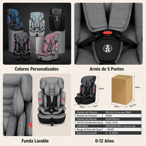 Silla de Coche para Bebé al por Mayor, Homologación <span class=keywords><strong>ECE</strong></span> R44/<span class=keywords><strong>04</strong></span> Grupo 123, Arnés de 5 Puntos, Funda Lavable, 0-12 Años, Plegable, Segura - Product Image 2