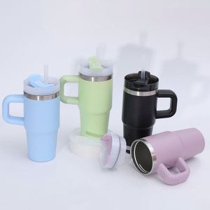 Factory Direct Cross-Border Stainless Steel 900ml 14 Ounce Car Cup with Handle and Straw Vacuum Insulated for <b>Hot</b> <b>Drinks</b> - Product Image 1