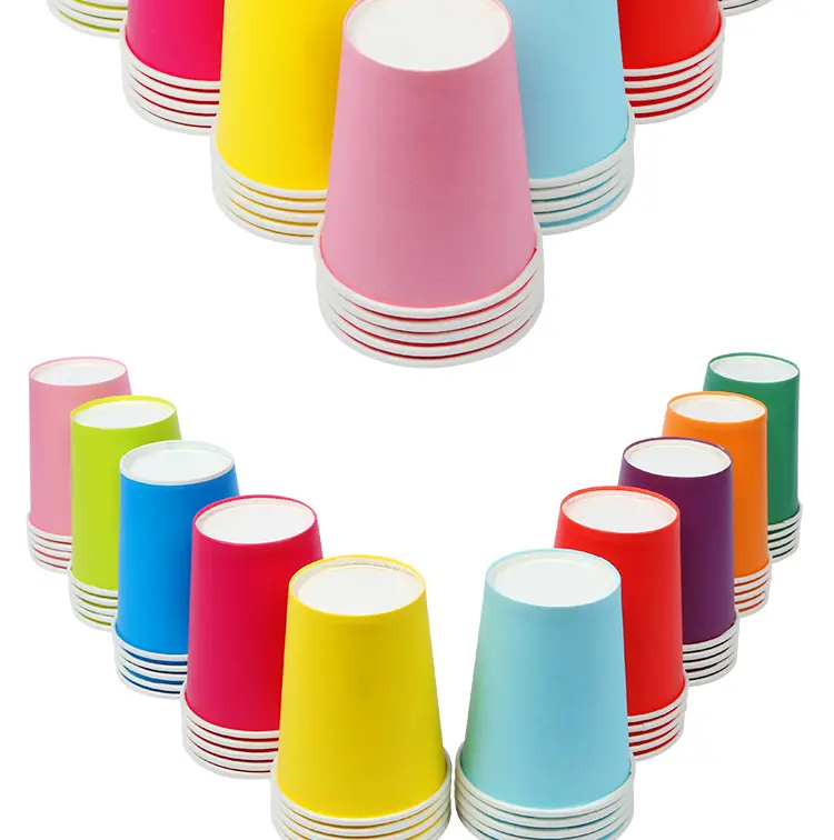 Copo de papel colorido 7 oz, copos de papel de café personalizados para festa