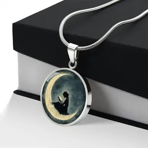 Lecture Lune Dame Charme Pendentif Collier Floral Livre Collier Cadeau Fête Des Mères Livre Amant Collier Cadeau Bijoux pour Les Amoureux Des Livres - Product Image 6
