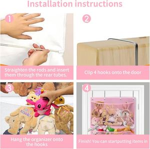 Grands sacs de rangement pliables et robustes pour jouets en peluche, écologiques, à suspendre sur la porte, pour chambre d'enfant et chambre à coucher - Product Image 3