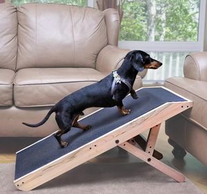 लिविंग रूम में बिस्तर के लिए छोटे और बड़े पालतू जानवरों के लिए समायोज्य लकड़ी के पालतू रैंप - Product Image 4