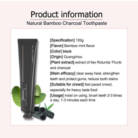 Dentifrice au charbon noir de marque privée pour les soins des gencives renforcer les dents dentifrice blanchissant en bambou