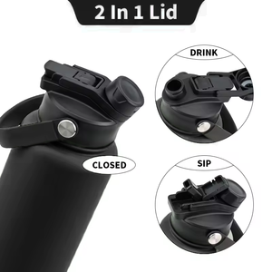 Okkpets oem 3 ב 1 בקבוק מים כלב נירוסטה 32 עוז חיות מחמד נסיעות מזון בחוץ עם 2-in-1 קש ומכסה spout מכסה - Product Image 2