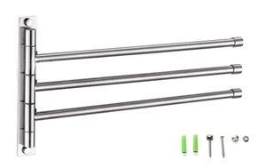 ราวแขวนผ้าแบบหมุนได้3ชั้นสแตนเลสสำหรับห้องน้ำราวแขวนผ้าเช็ดตัวติดผนัง - Product Image 2