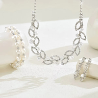 Ensemble de bijoux en strass de style européen et américain-Collier, boucles d'oreilles, bracelet en gros
