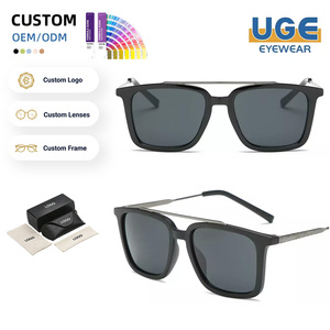 Lunettes de soleil carrées classiques en métal, design élégant, monture hybride durable en TR90 et métal, unisexe, pour la plage et les voyages - Product Image 1