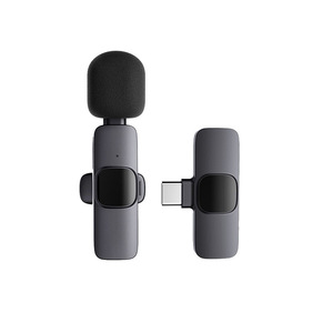 Pix-liên kết không dây stereo Lavalier <span class=keywords><strong>Microphone</strong></span> K9 1 kéo 2 Mini tiếng ồn hủy bỏ ve áo Mic Loại C cho Live phỏng vấn ngoài trời - Product Image 2