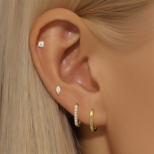 CANNER Juego de 3/4/6 Aretes de Joyería de Moda para Uso Diario, Aretes de Aro Geométricos de Plata 925 para Mujer - Product Image 5
