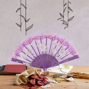 Abanicos Plegables Asiáticos de Plástico con Encaje Floral, Diseño Nuevo, 23x42cm, para Manualidades y Decoración del Hogar, Venta al Por Mayor - Product Image 3