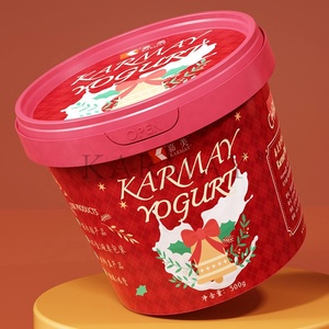Pot de yaourt en plastique de 500 ml (16 onces) avec couvercles et cuillère, rond, étiquette IML, style européen de Noël, fabriqué en Chine - Product Image 5