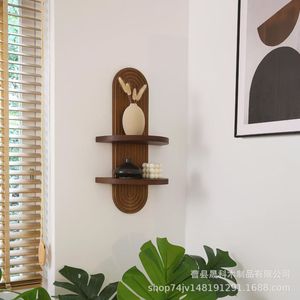 Wooden Wall <b>Shelf</b> 2 Tier Floating Storage <b>Rack</b> For Bedroom Decorative Plant Display Wall Mounted Type - Product Image 2