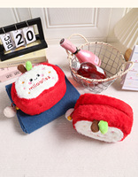 Pochette Cosmétique Créative en Forme de Pomme, Sac de Maquillage en Peluche Mignon de Dessin Animé, Pochette Esthétique en Sherpa Teddy, Sac Cadeau pour Fête d'Anniversaire pour Enfants