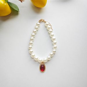 Collar de perlas vintage con colgante de piedra preciosa Devon para gatito, collar lindo, bufanda, accesorio para perro. - Product Image 2