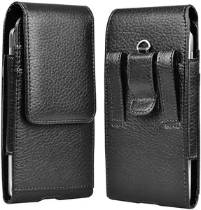 Holster leather Cell Phone Belt Clip Carrying Pouch for galaxy S24 A55 pouch cover for iPhone 15 xiaomi realme nokia TCL LM156