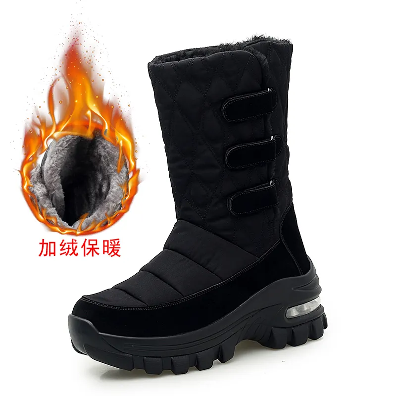 Gran oferta, zapatos de piel impermeables para mantener el calor, botas de nieve de invierno para exteriores para mujer, resistente al desgaste, servicio Dropshipping para caminar