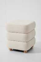 Pouf empilable moderne en tissu velours beige moelleux avec pieds en bois, chaise de loisirs élégante, tabouret de décoration intérieure pour appartement et villa