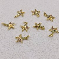 18K Or Micro Pave Zircon Pierre Étoile De Mer Escargot Conque Poisson De Mer Charme Pendentif Pour Bijoux Bracelet