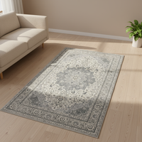Huirong Modern Vintage Floral Runner Rugs 2x6ft Blue Low Pile Soft Polyester 1cm Thick Machine Washable for Home Corridor Use