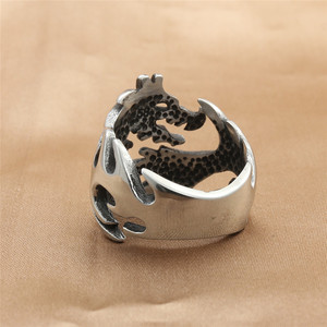 yunnique Men's Silver Dragon <b>Ring</b> <b>Titanium</b> Steel Hollow Animal Design Fashion Jewelry Gift - Product Image 2