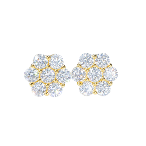 Boucles d'oreilles tendance en argent sterling 925 plaqué or avec moissanite, en forme de fleur, pour femmes, idéales pour mariages et soirées (vente en gros) - Product Image 3