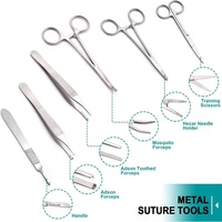 Kit de formation en sciences médicales Ensemble de 6 outils avec tampon de suture en silicone pour l'hôpital et la pratique de la suture chirurgicale