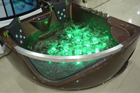 Vente en gros de baignoire d'angle pour salle de bain, style européen, avec lumière LED, baignoire à remous pour adultes