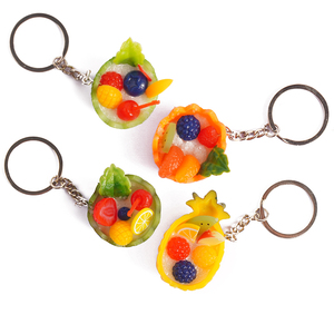 Customized Fake Fruit Sorbet Metal Key Chain Funny Keychains Gift 3D <b>Cute</b> Keychain Simulation Fruit Keyring - Product Image 1