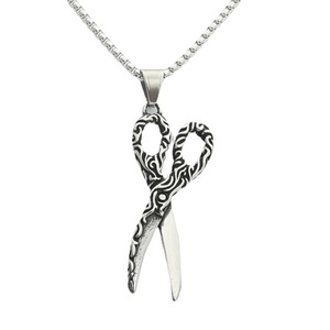 yunnique Stainless Steel Scissors Pendant Necklace Men's Retro <b>Punk</b> Geometric Design 280420 - Product Image 5