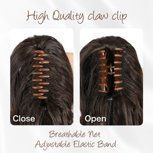Extensiones de Cabello Sintético con Cola de Caballo Corta y Rizada Negra, con Clip y Cordón, Personalizables con Logotipo, Venta al Por Mayor <span class=keywords><strong>Juliana</strong></span> - Product Image 4