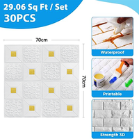 Plaques de plafond 70*70cm, panneaux muraux 3D en mousse, autocollants, imperméables, faciles à installer pour la décoration des plafonds et des murs