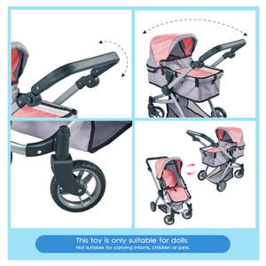 Xe Đẩy Búp Bê Dollri Starri Deluxe 2 Trong 1, Có Bánh Xe Xoay Có Thể Chuyển Đổi Và Tay Cầm Có Thể Điều Chỉnh N Canopy Chơi Đồ Chơi Cho Bé Gái - Product Image 5