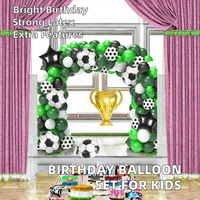 Kit d'arche de ballons pour fête de football, ballons en latex vert, noir et blanc, ballons en film d'aluminium pour anniversaire, célébration du premier anniversaire de bébé