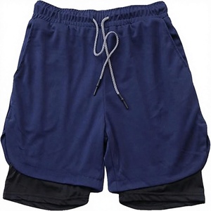 Custom Logo Men's Double <b>Layer</b> Blank Sports Athletic Workout Running Gym Shorts With Liner Breathable 2 In 1 Activewear Shorts - Product Image 1