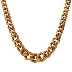 Collier chaîne Miami Cuba en acier inoxydable plaqué or 18 carats, bijoux unisexes pour fêtes hip-hop - Product Image 5