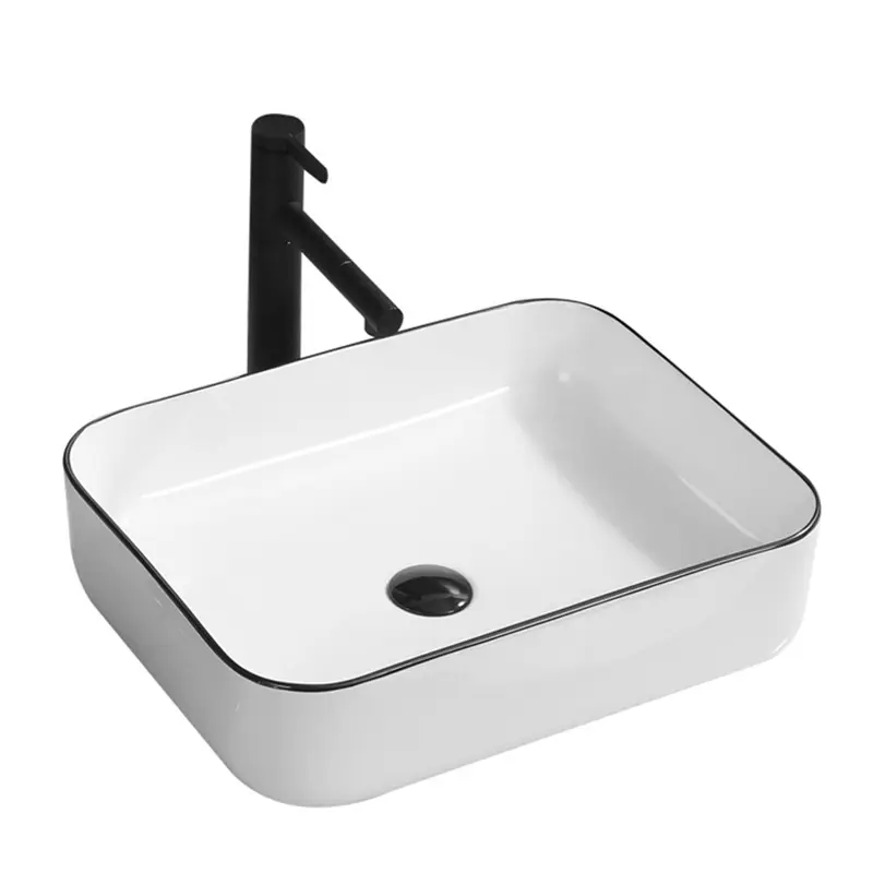 自立型バスルームシンク付きモーデンスタイルのセラミックカウンタートップ洗面台アート洗面器