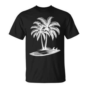 Camiseta de verano con diseño de palmera y tabla de surf para hombre y mujer, ropa de playa, estilo vintage - Product Image 1