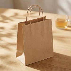 Custom Printed Your Own Logo <b>Biodegradable</b> Kraft Brown Paper Bags for Restaurant Catering Fast Food Takeaway Pillow <b>Packaging</b> - Product Image 1