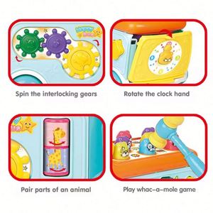 Jouet multifonctionnel pour tout-petits le plus vendu, bus musical à pousser et tirer pour bébé, jeu d'association de formes, jouet bébé battre les taupes - Product Image 4