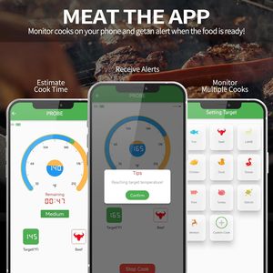 Lonnmeter ABS+Bambus Kabelloses Fleischthermometer Grill-Thermometer Intelligentes Bluetooth-Lebensmittelthermometer - Product Image 4