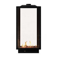 Cheminée à gaz encastrée MEISU.CH personnalisable avec support flottant, pour intérieur, à combustion gazeuse, design moderne et luxueux, avec armoire en verre – Prix compétitifs