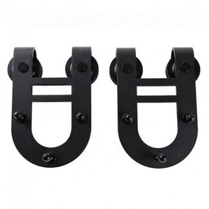 WEKIS - Herrajes Modernos para Puertas Corredizas de Estilo Americano, en Forma de Herradura Negra, Rodillo para Puerta Corrediza, Accesorios para Puertas Corredizas en Forma de U - Product Image 3