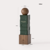 Flacon de parfum vide OEM 100 ml, design de flacon de parfum de luxe vert antique avec bouchon rond en bois