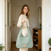 Sac de shopping personnalisé en velours côtelé doux, grande capacité, pour les voyages en plein air, la plage, les courses, sac fourre-tout portable et robuste