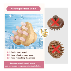 Peigne de massage Gua Sha à 9 dents en forme de cœur, en cristal, avec manche en bois – Cadeau d'entreprise idéal, vente chaude directe usine - Product Image 3