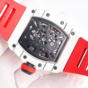 Reloj Mecánico Automático Unisex de Lujo, Caja de Fibra de Carbono en Forma de Barril, Esfera Hueca de Goma, Deportivo y Ejecutivo de Alta Gama, 5BAR - Product Image 5