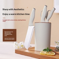 Ensemble de 5 couteaux de cuisine en acier inoxydable, design fin extra-affûté, couteaux à légumes, couteau de chef, couteau à découper les os
